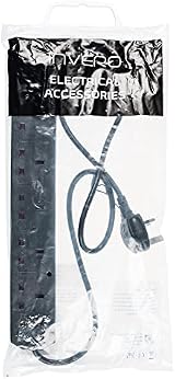 Invero 6 Way Power Mains Extension Lead 1M Cable UK 13A Black view 8