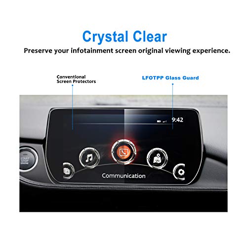 LFOTPP 2018 Mazda 6 8-Inch Car Navigation Screen Protector, Tempered Glass 9H Hardness Audio Infotainment Display Center Touch Protective Film Scratch-Resistant