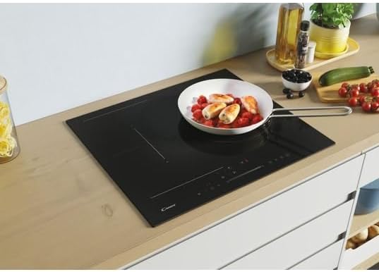 - Plaque Induction Connectée - 3 Zones de Cuisson, 1 Flexible, Booster Max 3500W, Commandes Groupées, Réglage Tactile, Fonction Pause, 7400 W, Installation à Fleur, Bords Droits - 59 x 52 x 6 cm