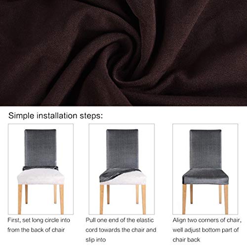 SearchI Dining Room Chair Covers Slipcovers Set of 4, Spandex Fabric Fit Stretch Removable Washable Short Parsons Kitchen Chair Covers Protector for Dining Room, Hotel (Chocolate, 4 per Set)