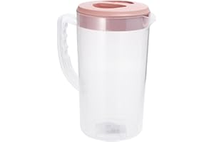 Kichvoe 2600ml Pink Plastic Cold Water Jug Heat Resistant Beverage Pitcher with Lid Large Capacity