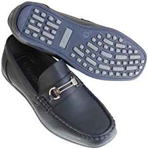 Fouger Boys Navy Loafer Dress Shoes With a Buckle Accent