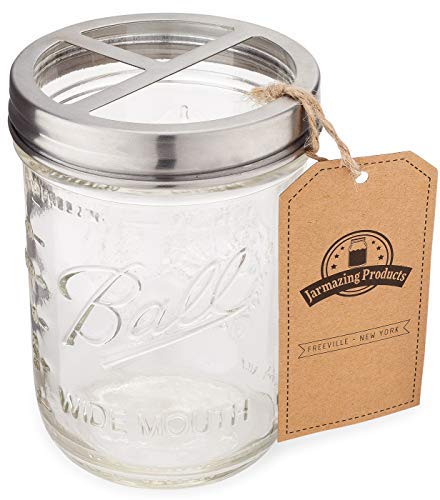 Jarmazing Products Mason Jar Toothbrush Holder - with 16 Ounce Ball Mason Jar - Made from Rust-Proof Stainless Steel - Thumbnail 4