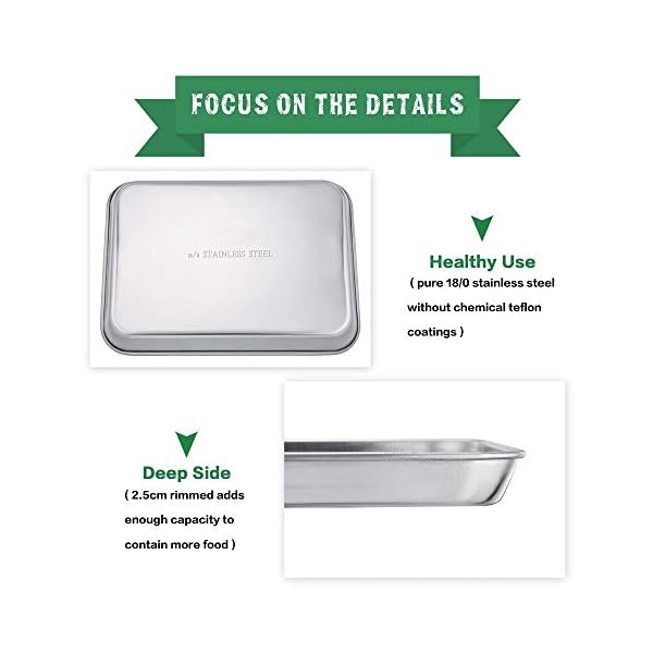 Baking Tray, Stainless Steel Baking Sheet Cookie Tray Professional, 40 x 30 x 2.5 cm, Non Toxic & Healthy, Mirror Finish…