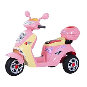 HOMCOM Coche Triciclo Moto Eléctrica Infantil Correpasillos a Batería Niños 3-8 años 6V Metal + PP 108x51x75cm Rosa