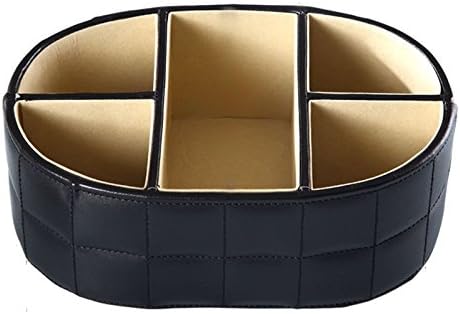 ANTN Elliptical shape PU Soft Sheep Leather 5 Compartment Remote Control holder TV Guide/mail/CD Organizer for Home Office,Desk Storage box/caddy (black)