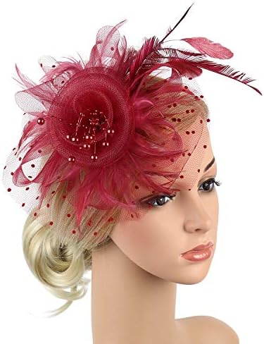 Fascinators Hat Flower Mesh Ribbons Feathers Tea Party Cocktail Headband for Girls and Women