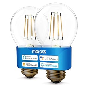 Meross E27 wifi-gloeilamp, werkt met Apple HomeKit, smart retro gloeilamp, gloeilamp, warmwit licht, compatibel met Siri…