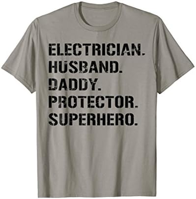 Husband Daddy Protector Superhero Shirt For Electrician