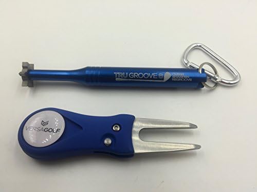 GIFT SET! Switchblade-style Golf Divot Tool and Groove Tool by VersaGolf, Magnetic Ball Marker, Mini Tool Lightweight, Pocket Friendly, Portable and Foldable (BLUE)