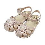 iFANS Girls Pearl Flower Princess Jelly Shoes Mary Jane Flats Toddler Little Kids