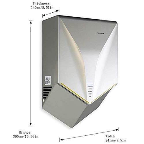 interhasa! Automatic Hand air Dryer, Hand Dryer, Powerful 1000W, Dry Hands in 6s, Low Noise 60 dB, ABS Material, for Home or Commercial Bathrooms, Hotel, Restaurant(Grey, 110V) - Thumbnail 2
