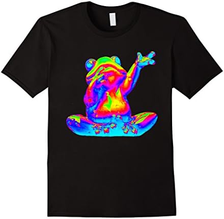 Mens EDM Electronic Dance Techno Neon Frog Trippy Rave T-Shirt 2XL Black