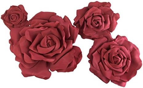 Set Of 4 Classic Elegant Foam Flowers Floating Real Touch 3d Artificial Roses Wedding Backdrop Photo Booth Backdrop Nursery Wall Archway Home Decoration Centerpiece Wine Red Buy Online At Best Price In Uae