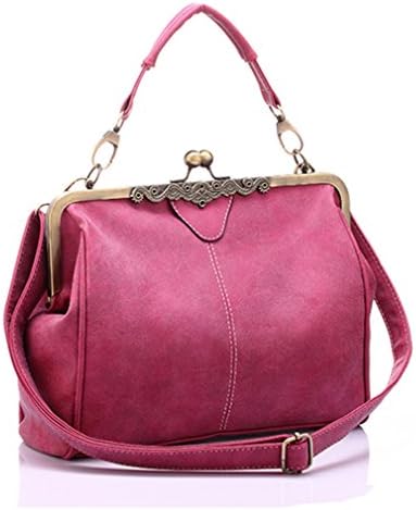 Firstider Women Messenger Bags Small Shoulder Bag PU Leather Tote Bag Rose red