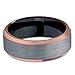 Tungsten Wedding Band Ring 8mm for Men Women Black & 18K Rose Gold Plated Beveled Edge Brushed Polished