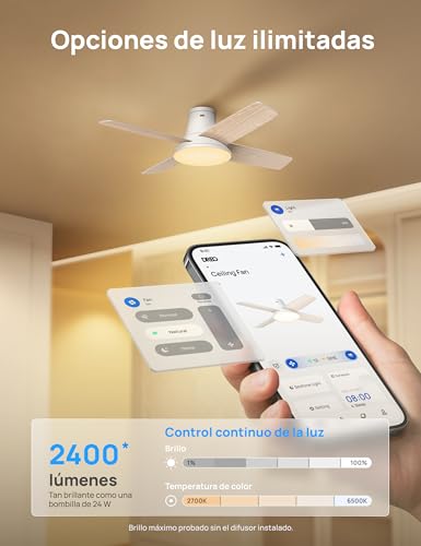 Dreo ceiling fan with light, 12 speeds, 3 modes, quiet DC motor, easy installation, dimmable LED, remote control and timer 12h, white ceiling fan for home