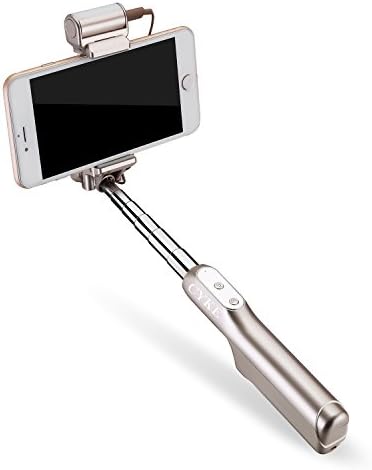 CYKE Selfie Stick, Bluetooth Selfie Stick with 360 Degree Led Fill Light and Mirror, for iPhones, Samsung Galaxy s7 edge/s6 Android System Phones (Gold)
