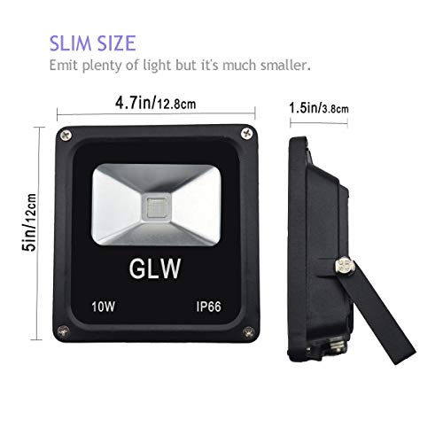 GLW UV LED Black Light,10W Ultraviolet Blacklight 110V IP66 Waterproof UV Flood Light,Suitable for DJ Disco Nightclub Party Stage Lighting, Fishing, Curing (with US Plug) - Thumbnail 4