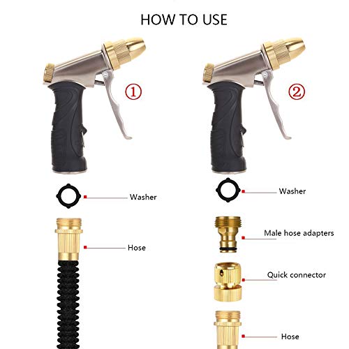 V.C.Formark Garden Hose Nozzle Sprayer, Heavy Duty Metal Nozzle Water Gun, Adjustable Multi-Function Nozzle for Hand Watering Plants & Lawn, Car Washing, Patio and Pets - Thumbnail 2