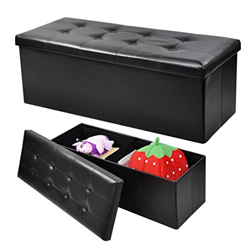Nmch Storage Ottomans, 250lbs Load Capacity, PU Leather Premium Quality, Easy Installation, Living Room Rest Stool, Babies' Toys Stoarge Box, Bedroom Crate/Ottoman (763838Cm, Black) - Thumbnail 2