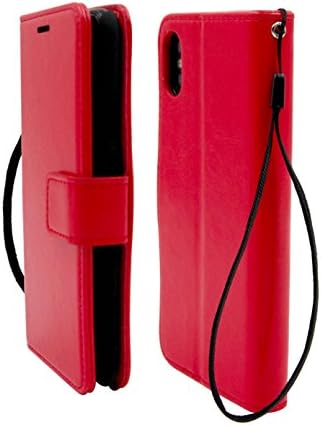 iPHONE X WALLET CASE , Genuine STRONG Leather FLIP WALLET CASE by WOOW Company with more storage and safety from our competitors RED