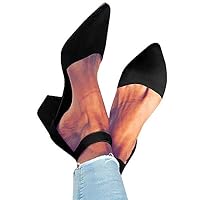 ZX Boots Womens Chunky Ankle Strappy Sandal Pointed Toe High Heels(Y-Black-8 M US)