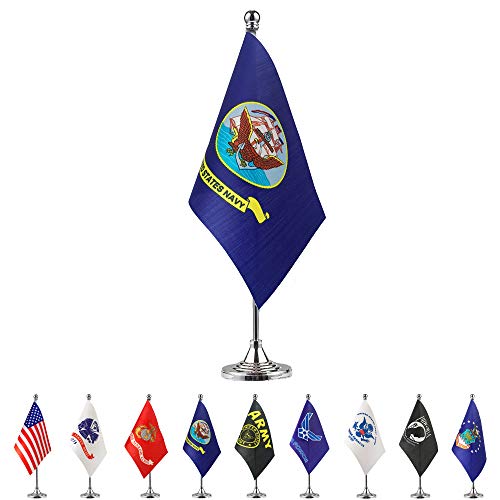 TSMD US Navy Desk Flag Small Mini United States Military Table Flags with Stand Base,Decorations Supplies for Army Party Events Celebration - Thumbnail 4