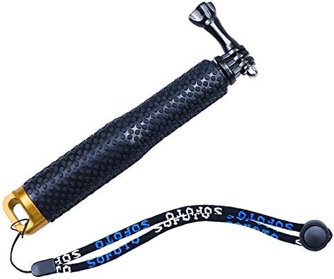 BiBiFly 7-19inch Rubberized Aluminum Hand Grip Waterproof Selfie Stick, Adjustable Extension Telescopic Handheld Monopod Pole for Hero 7/6/5/4/3+/3/2/1 Session, Xiaomi Yi (Gold)