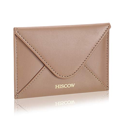 HISCOW Envelope Business Card Case with Magnet Closure - Italian Calfskin (Apricot)