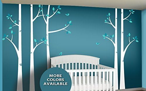 Large Birch Tree Wall Sticker Set - Woodland Forest Nursery Decor Wall Decals