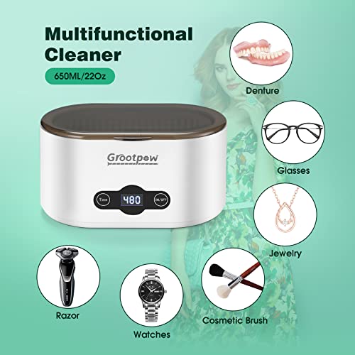 Ultrasonic Jewelry Cleaner 22 Oz, 45000Hz Sonic Jewelry Cleaner with 5