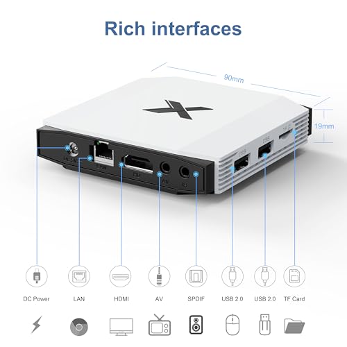 Caja Multimedia Android TV 4K Ultra HD, 4GB RAM 32GB ROM, conexión WiFi 6 Estable, Puertos USB HDMI 2.0, Ideal para Streaming de vídeo y Series de TV Box