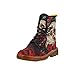 D-Story Shoes Skull With Flower Lace Up Martin Boots For Women