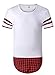 LILBETTER Mens Hipster Hip Hop Longline Jersey T-Shirt (White Red M)