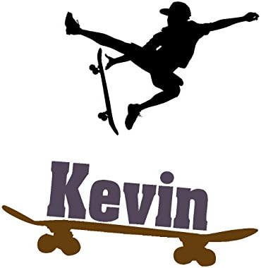Zixinruies Boys skateboarder wall decal, teen personalized skateboard decal, childs name sticker, wall words decal, vinyl wall decal, 28 X 29 inches
