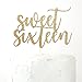 NANASUKO 16th Birthday Cake Topper - Sweet Sixteen - Double Sided Gold Glitter - Premium Quality Made in USA