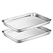 Baking Sheets Set of 2, HKJ Chef Cookie Sheets 2 Pieces Stainless Steel Baking Sheet & Toaster Oven Tray Pans, Rectangle Size 10L x 8W x 1H inch & Non Toxic & Healthy & Easy Clean