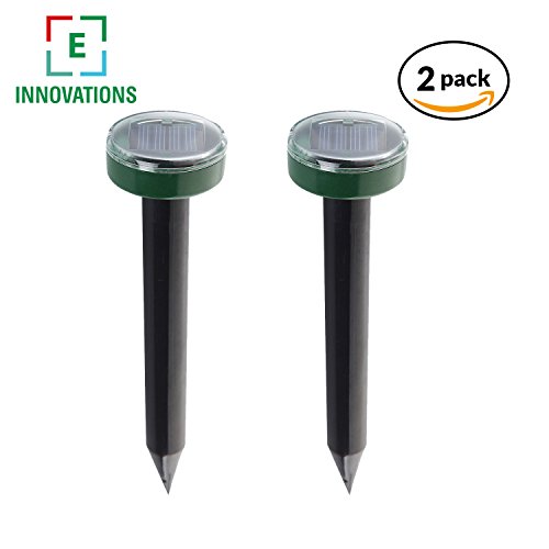 E&B Innovations Solar Mole Repeller for Rodent Control, 2 Pack- Repels Rodents, Moles, Gopher, Mice, Snakes, Does Not Hurt Animals, Lawn and Garden