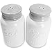 White Vintage Inspired Ceramic Mason Jar Salt and Pepper Shakers (8 oz) - Set of 2, Super Cute, Retro, Aqua Blue Decorative and Functional, Durable Ceramic Shakers by My Fancy Farmhouse…
