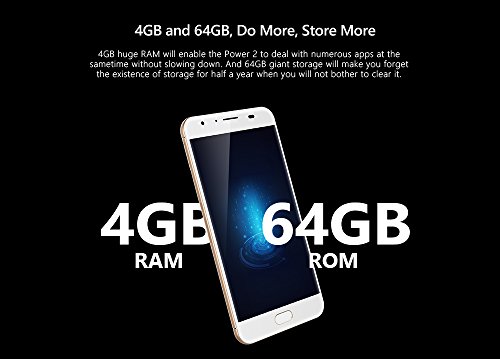 [Nuevo Lanzamiento] Ulefone Power 2 - Batería 6050mAh 5,5 pulgadas Android 7,0 smartphone 4 GB RAM 64 GB ROM MTK6750T Octa Core 13MP + 16MP cámara de carga rápida Front touch ID GPS - Negro