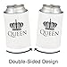 King and Queen Can Cooler - Front and Back Print- Wedding, Anniversary, Newlywed, Bridal shower, Bachelorette Novelty Gift Set - Pack of 2- Gift for Mom, Women, Friends or Her