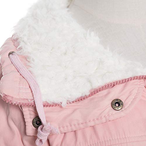 NRUTUP Womens Warm Long Coat Collar Hooded Jacket Slim Winter Parka Outwear Overcoat Blouse Top(Pink,S) - Thumbnail 4