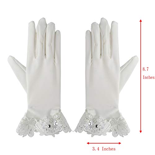 Xuhan Short Satin Gloves for Women Opera Gloves Wrist Length (8.7 inches-Beige)