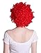 HDE Neon Color Afro Curly Clown Halloween Costume Party Wig Fake Goofy Unisex Hair (Red)
