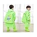 Cute Raincoat Jacket Hooded Poncho Rain Suit for Kids Girls Boys, Green (M)