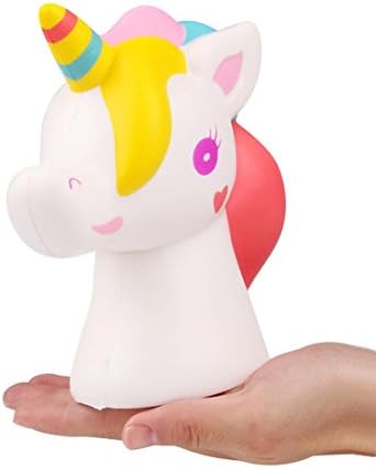 Joykith Kawaii Squishy Toys,Squishies Slow Rising Jumbo Cute Colored Unicorn Head Creamy Scent for Kids Party Stress Reliever Toy
