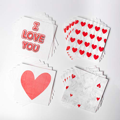 image for Xieda 80 Pack Valentine's Day Disposable Paper Napkins Cocktail Bevera