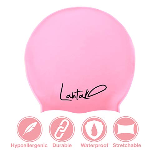 image for Lahtak Swim Caps Kids Long Hair – Swimming Cap for Girls Boys Kids T