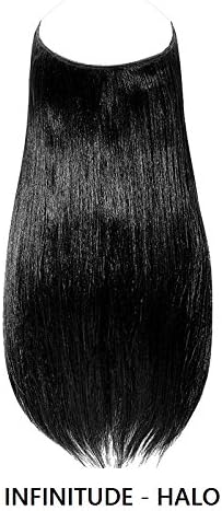 100% Remy human hair halo Extension, Infinitude-Halo, flip in with invisible miracle adjustable secret wire, Jet Black #1